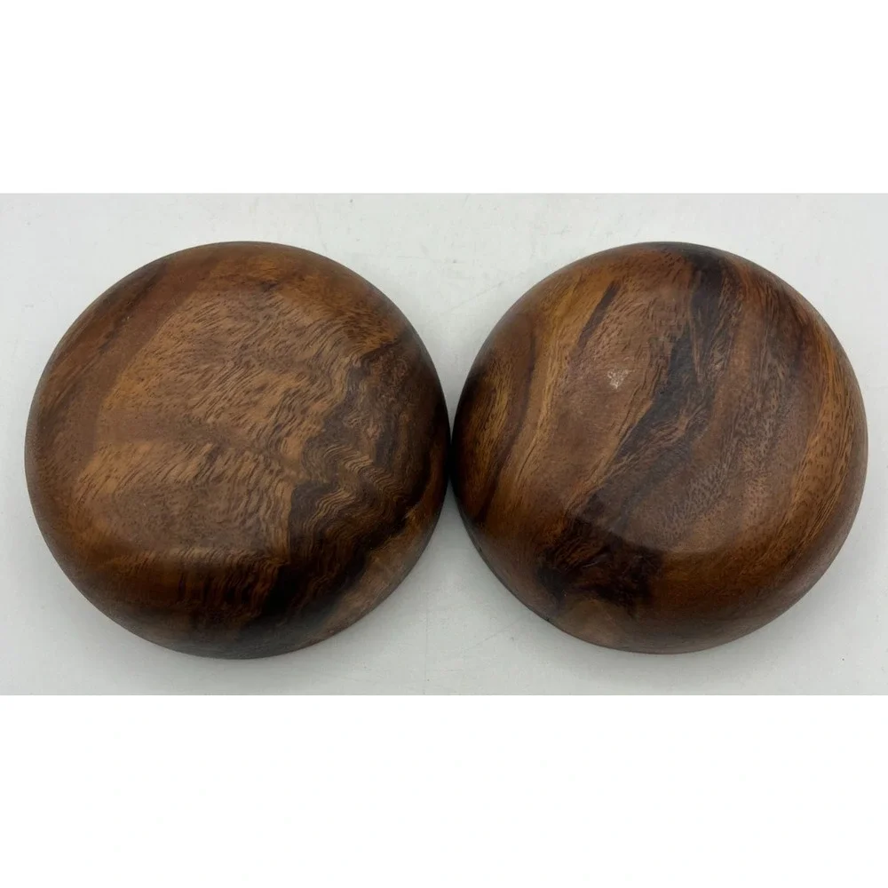 Set 2 Small Wooden Bowls Brown Wood Grain Decorative Snack Nut Serving Dishes